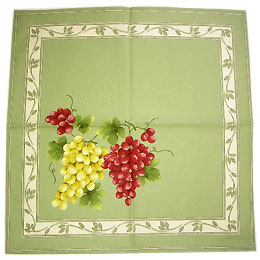Provence print fabric tea towel (grapes. green)